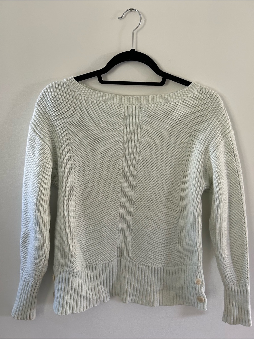 Ann Taylor Cream Boatneck Knit Sweater with Side Buttons